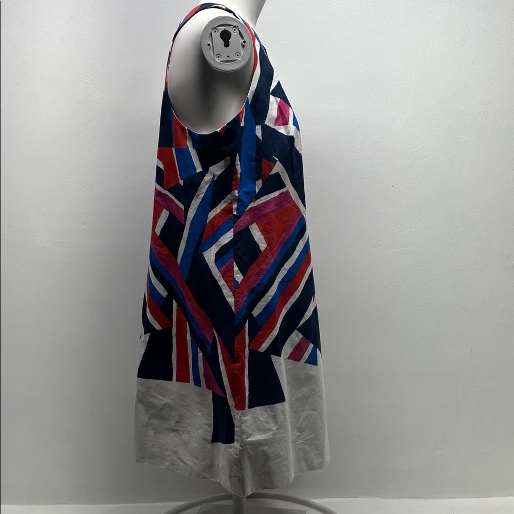 Milly Dress Midi Sleeveless Cotton Lined Abstract Art Multicolor White Size 8 - Picture 3 of 9